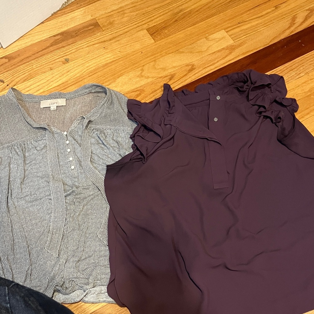 LOFT Purple and Gray Blouse Set